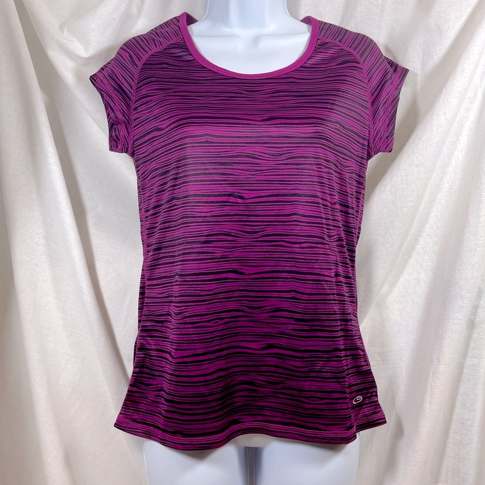 ☘️ 3/$15 C9 Champion Duo Dry Activewear Top Purple & Black Workout Tee, Size S